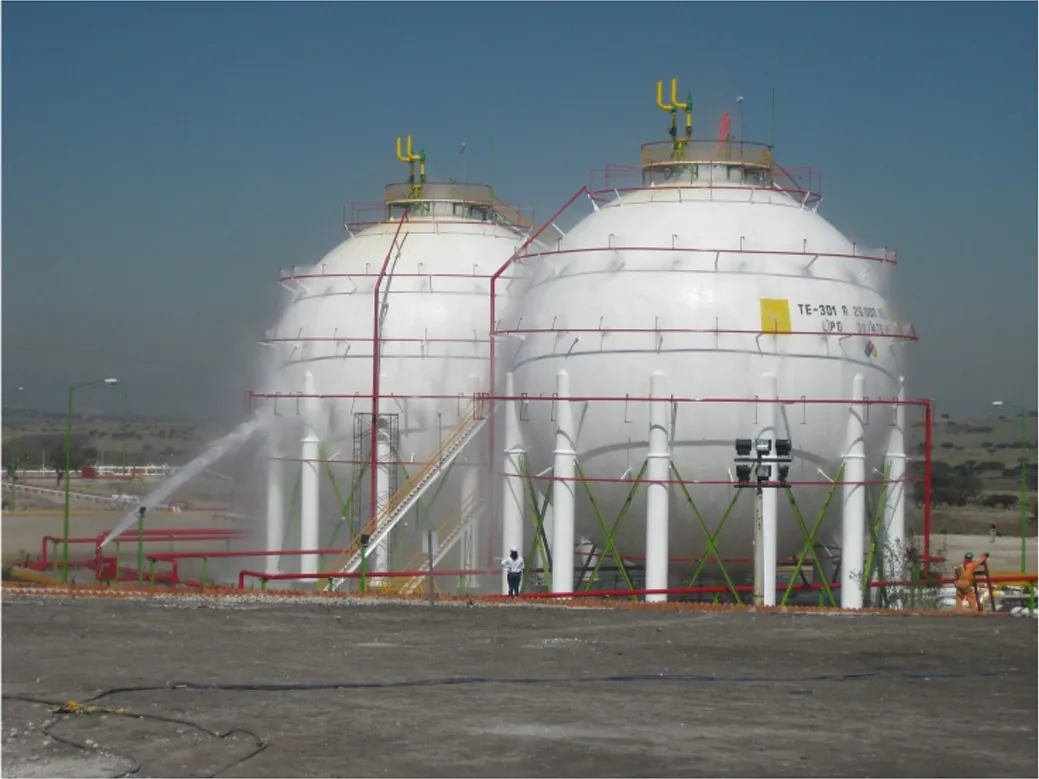 Prueba de agua contra incendio en esferas del proyecto IRGE